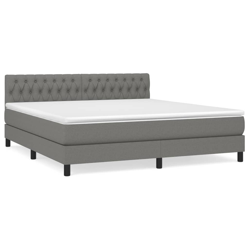 vidaXL Κρεβάτι Boxspring με Στρώμα Σκούρο Γκρι 180x200 εκ Υφασμάτιν