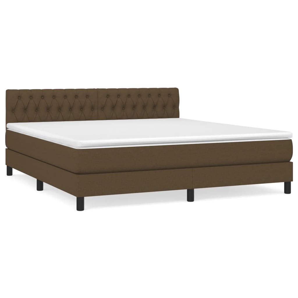 vidaXL Κρεβάτι Boxspring με Στρώμα Σκούρο Καφέ 180x200 εκ Υφασμάτινο