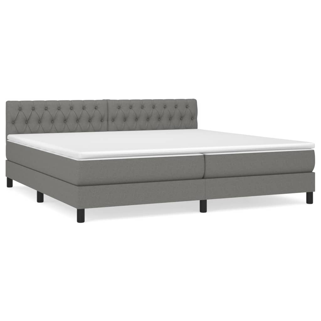 vidaXL Κρεβάτι Boxspring με Στρώμα Σκούρο Γκρι 200x200 εκ. Υφασμάτινο