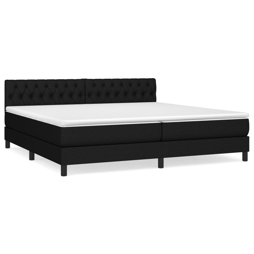 vidaXL Κρεβάτι Boxspring με Στρώμα Μαύρο 200x200 εκ. Υφασμάτινο