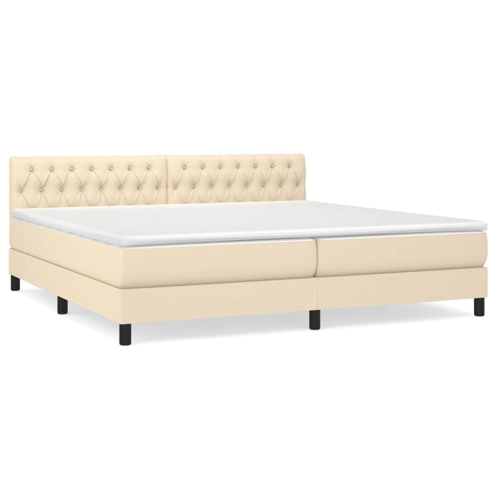 vidaXL Κρεβάτι Boxspring με Στρώμα Κρεμ 200x200 εκ. Υφασμάτινο