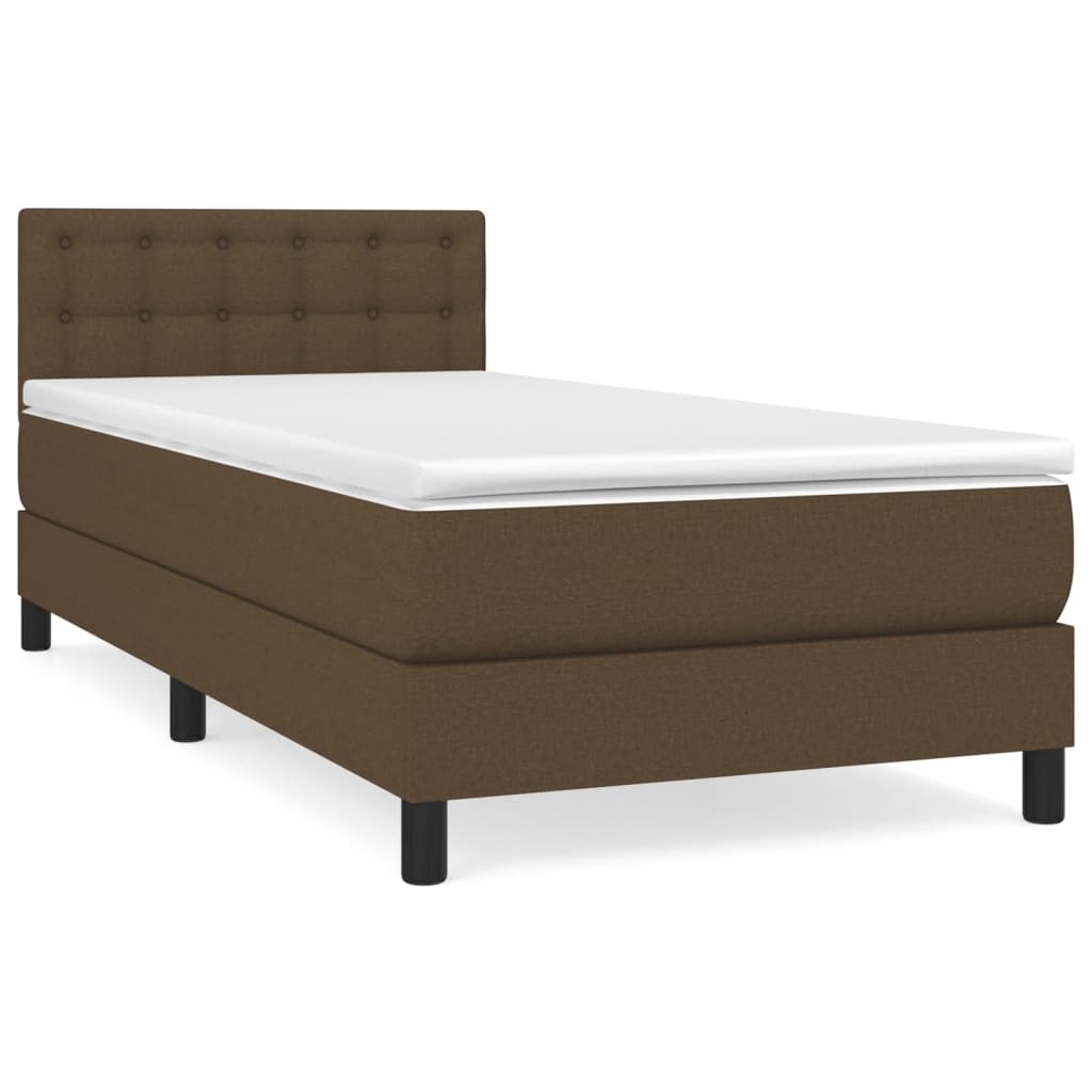 vidaXL Κρεβάτι Boxspring με Στρώμα Σκούρο Καφέ 80x200 εκ. Υφασμάτινο