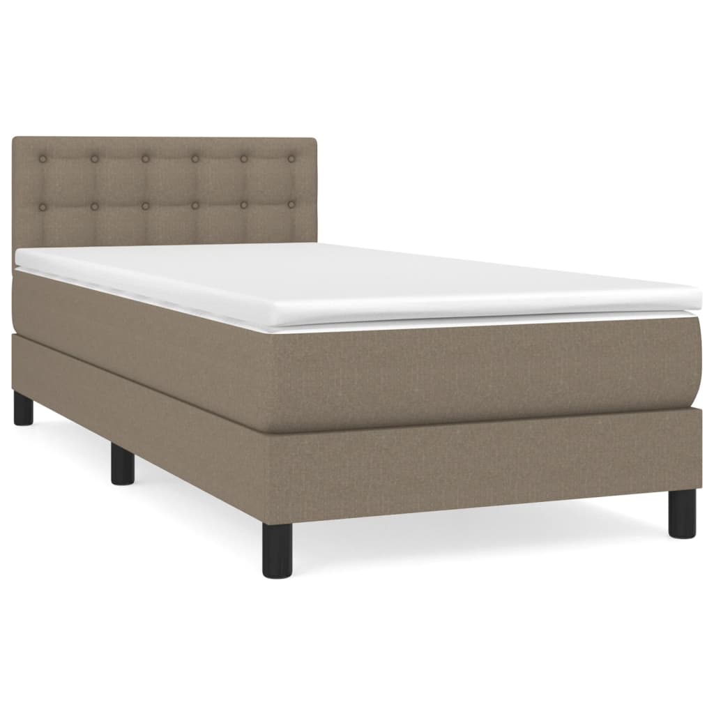 vidaXL Κρεβάτι Boxspring με Στρώμα Taupe 90x200 εκ. Υφασμάτινο