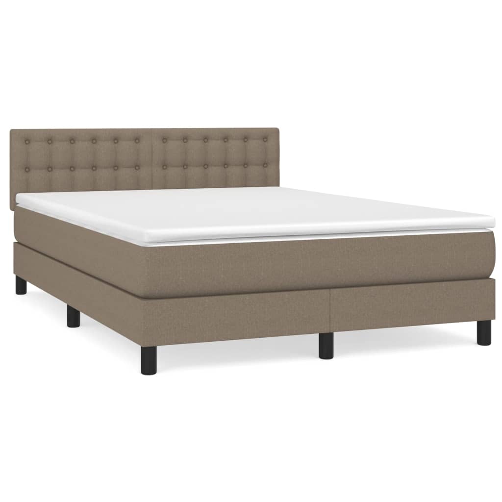 vidaXL Κρεβάτι Boxspring με Στρώμα Taupe 140x190 εκ. Υφασμάτινο