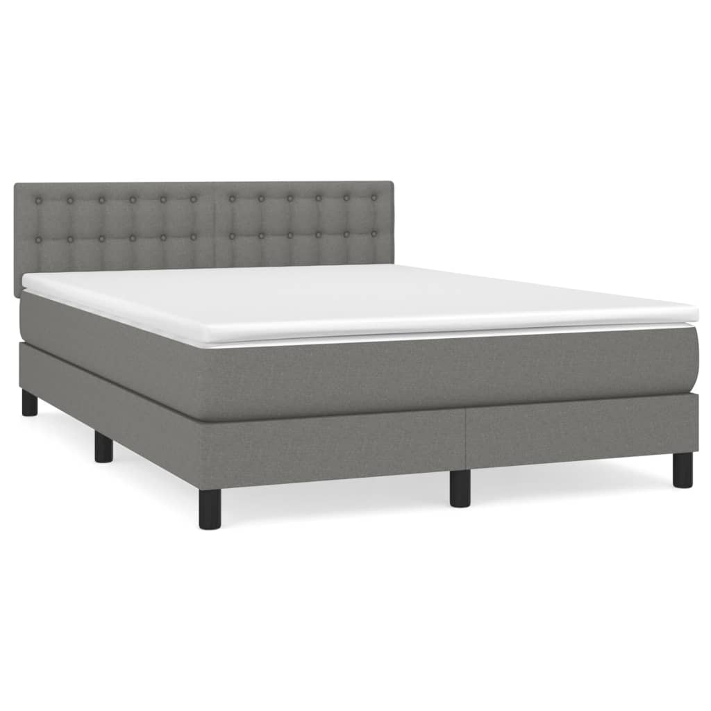 vidaXL Κρεβάτι Boxspring με Στρώμα Σκούρο Γκρι 140x200 εκ Υφασμάτινο