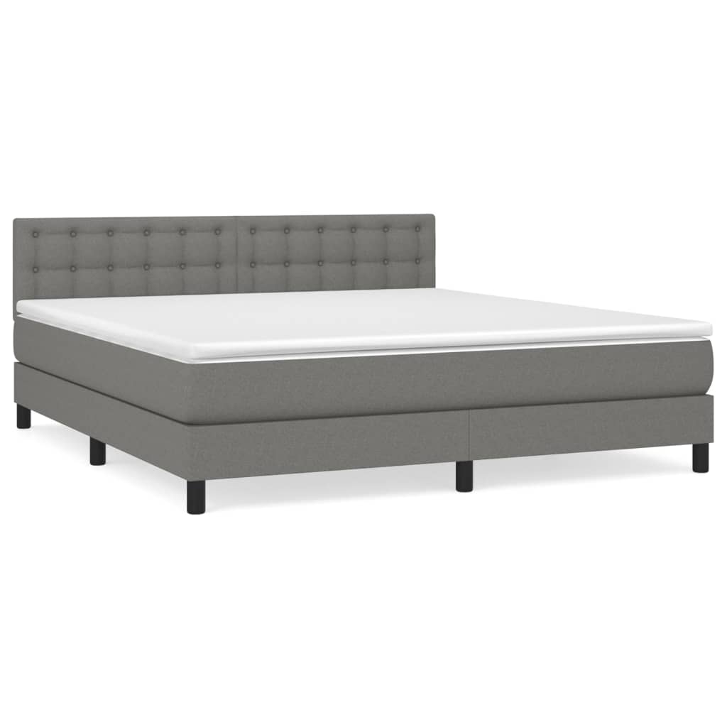 vidaXL Κρεβάτι Boxspring με Στρώμα Σκούρο Γκρι 160x200 εκ Υφασμάτινο