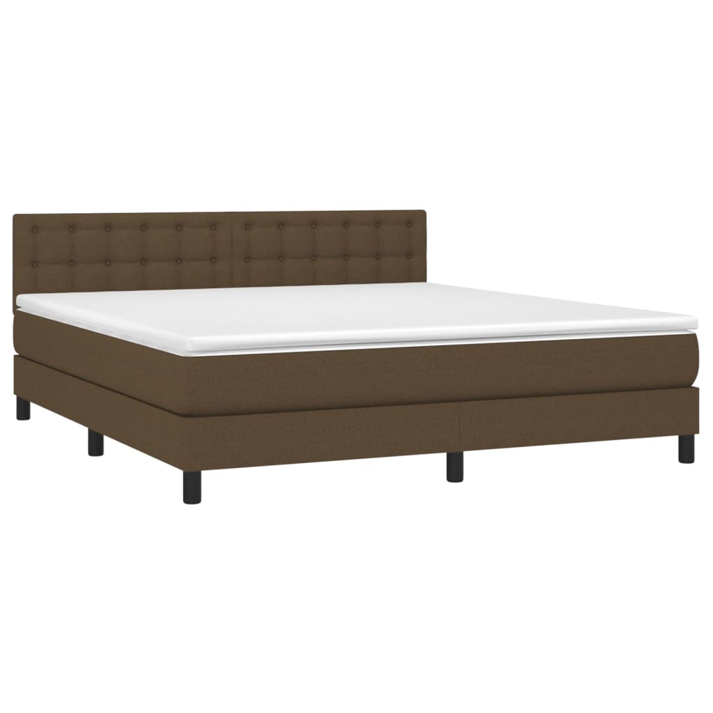 vidaXL Κρεβάτι Boxspring με Στρώμα Σκούρο Καφέ 180x200 εκ Υφασμάτινο