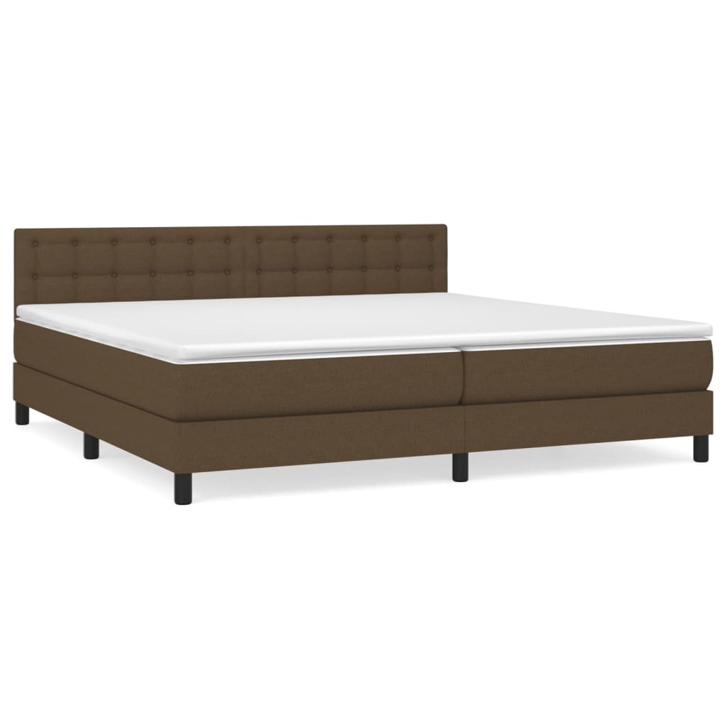 vidaXL Κρεβάτι Boxspring με Στρώμα Σκούρο Καφέ 200x200 εκ. Υφασμάτινο