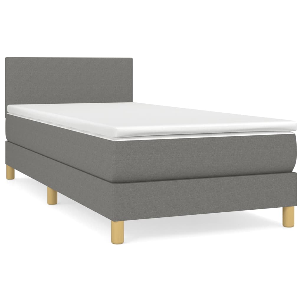 vidaXL Κρεβάτι Boxspring με Στρώμα Σκούρο Γκρι 80x200 εκ. Υφασμάτινο