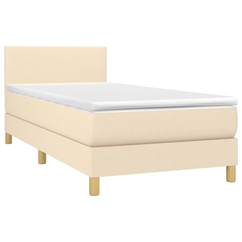 vidaXL Κρεβάτι Boxspring με Στρώμα Κρεμ 90x190 εκ.Υφασμάτινο