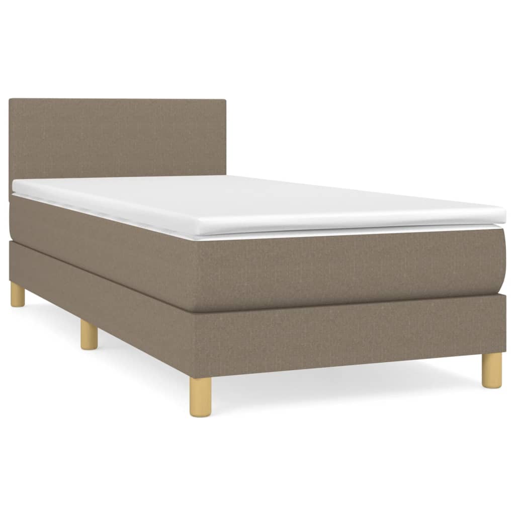 vidaXL Κρεβάτι Boxspring με Στρώμα Taupe 90x200 εκ. Υφασμάτινο