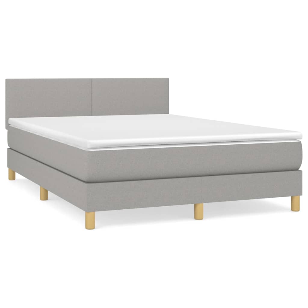 vidaXL Κρεβάτι Boxspring με Στρώμα Ανοιχτό Γκρι 140x200 εκ. Υφασμάτινο