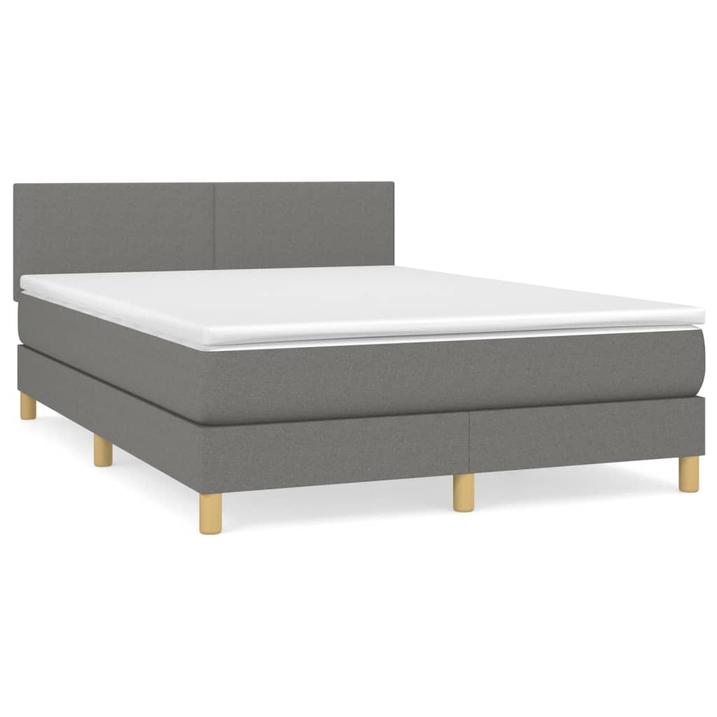 vidaXL Κρεβάτι Boxspring με Στρώμα Σκούρο Γκρι 140x200 εκ Υφασμάτινο