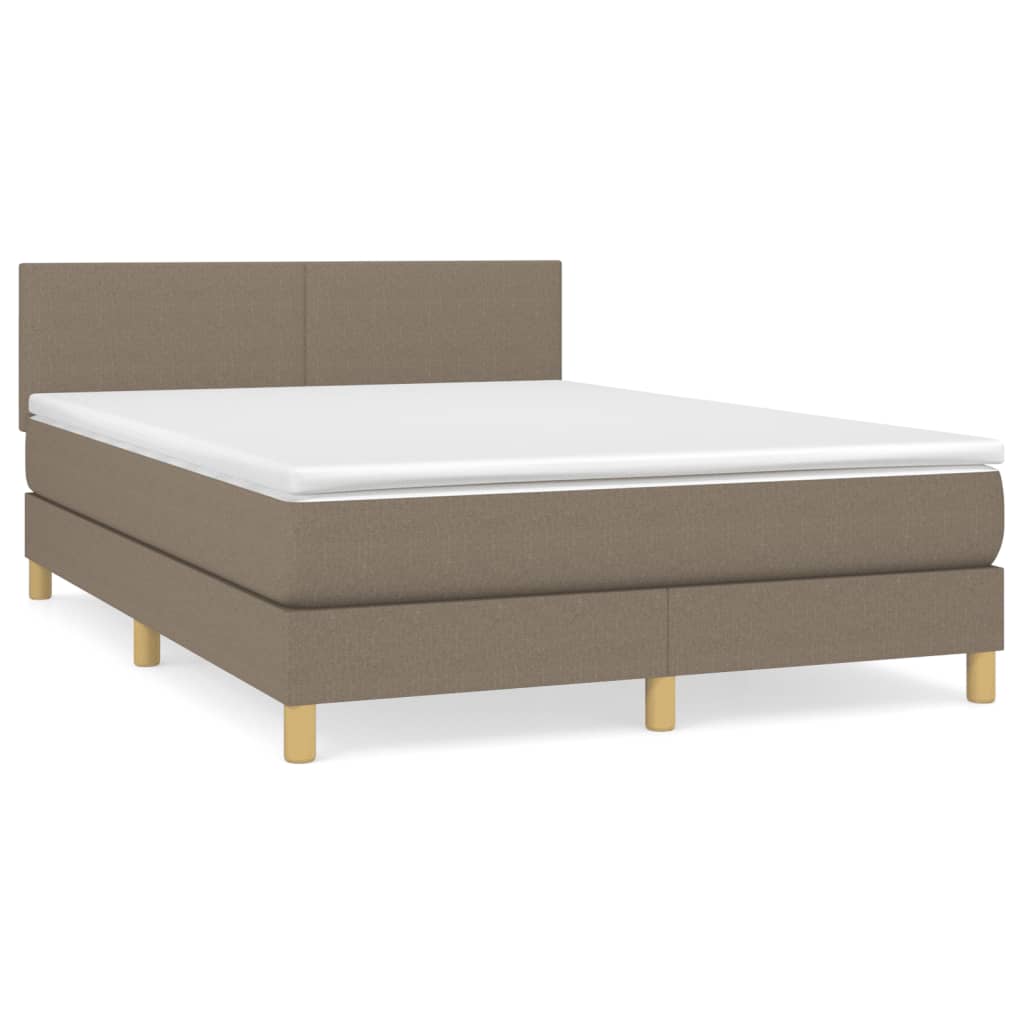 vidaXL Κρεβάτι Boxspring με Στρώμα Taupe 140x200 εκ. Υφασμάτινο