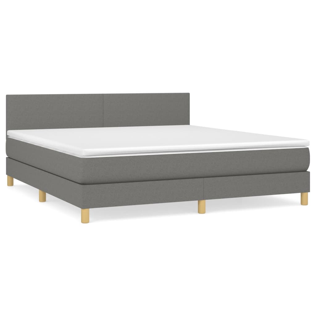 vidaXL Κρεβάτι Boxspring με Στρώμα Σκούρο Γκρι 160x200 εκ Υφασμάτινο
