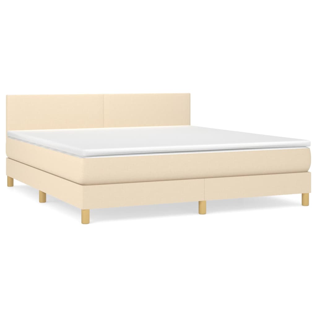 vidaXL Κρεβάτι Boxspring με Στρώμα Κρεμ 160x200 εκ. Υφασμάτινο
