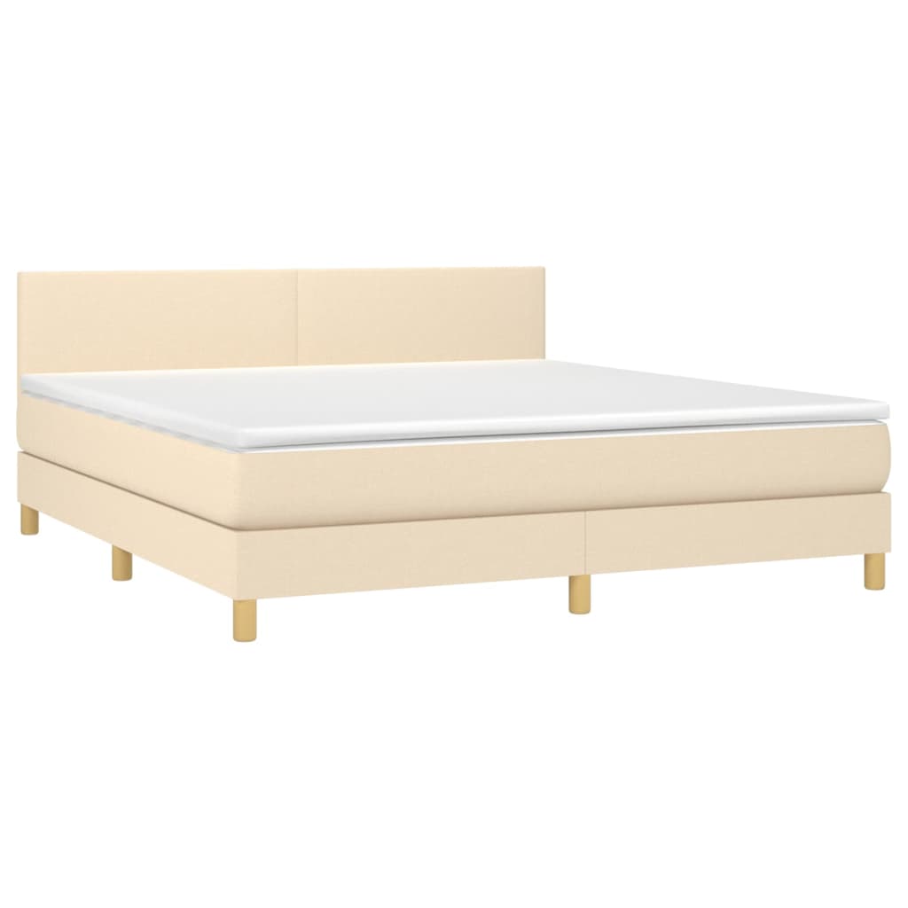 vidaXL Κρεβάτι Boxspring με Στρώμα Κρεμ 160x200 εκ. Υφασμάτινο