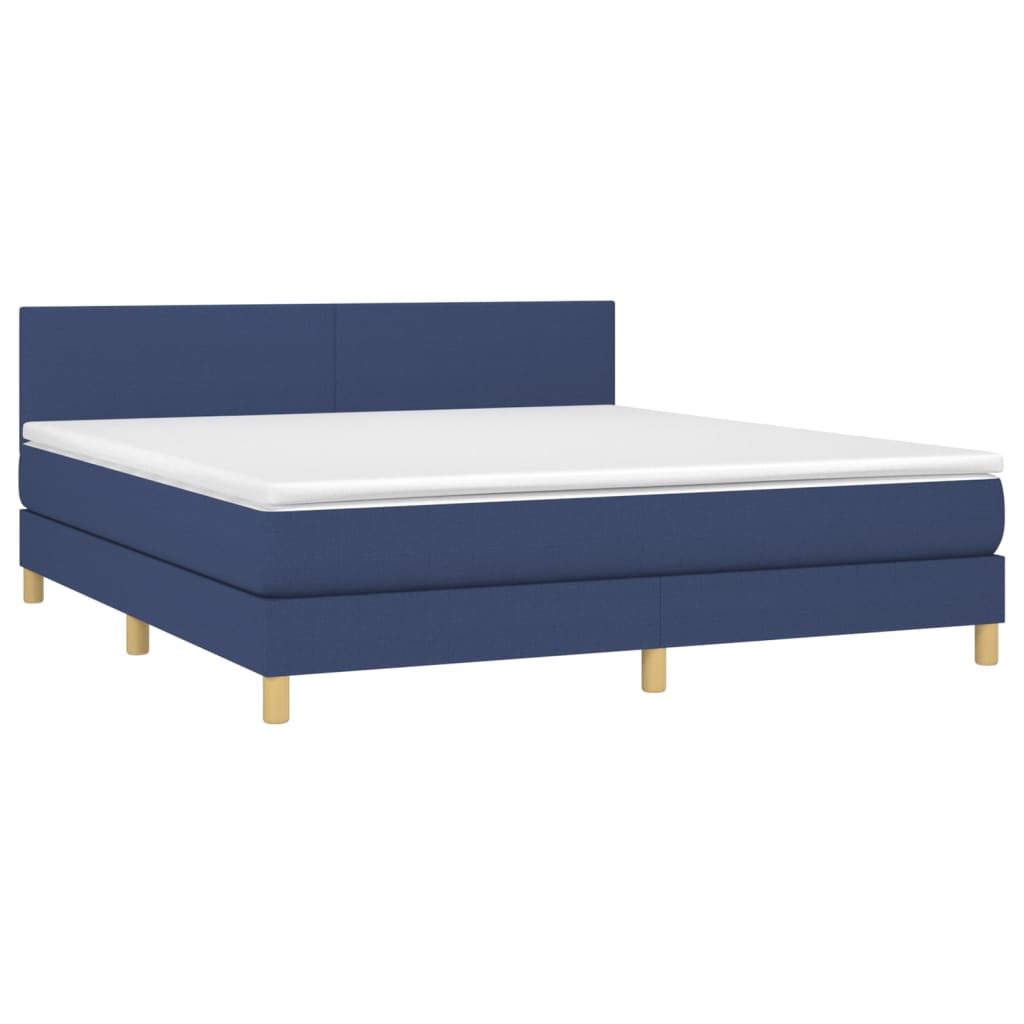 vidaXL Κρεβάτι Boxspring με Στρώμα Μπλε 160x200 εκ. Υφασμάτινο