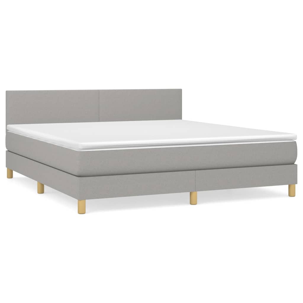 vidaXL Κρεβάτι Boxspring με Στρώμα Ανοιχτό Γκρι 180x200 εκ. Υφασμάτινο