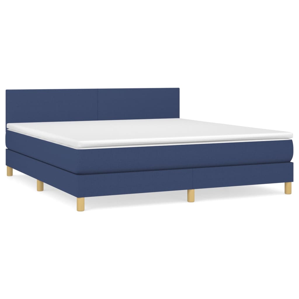 vidaXL Κρεβάτι Boxspring με Στρώμα Μπλε 180x200 εκ. Υφασμάτινο