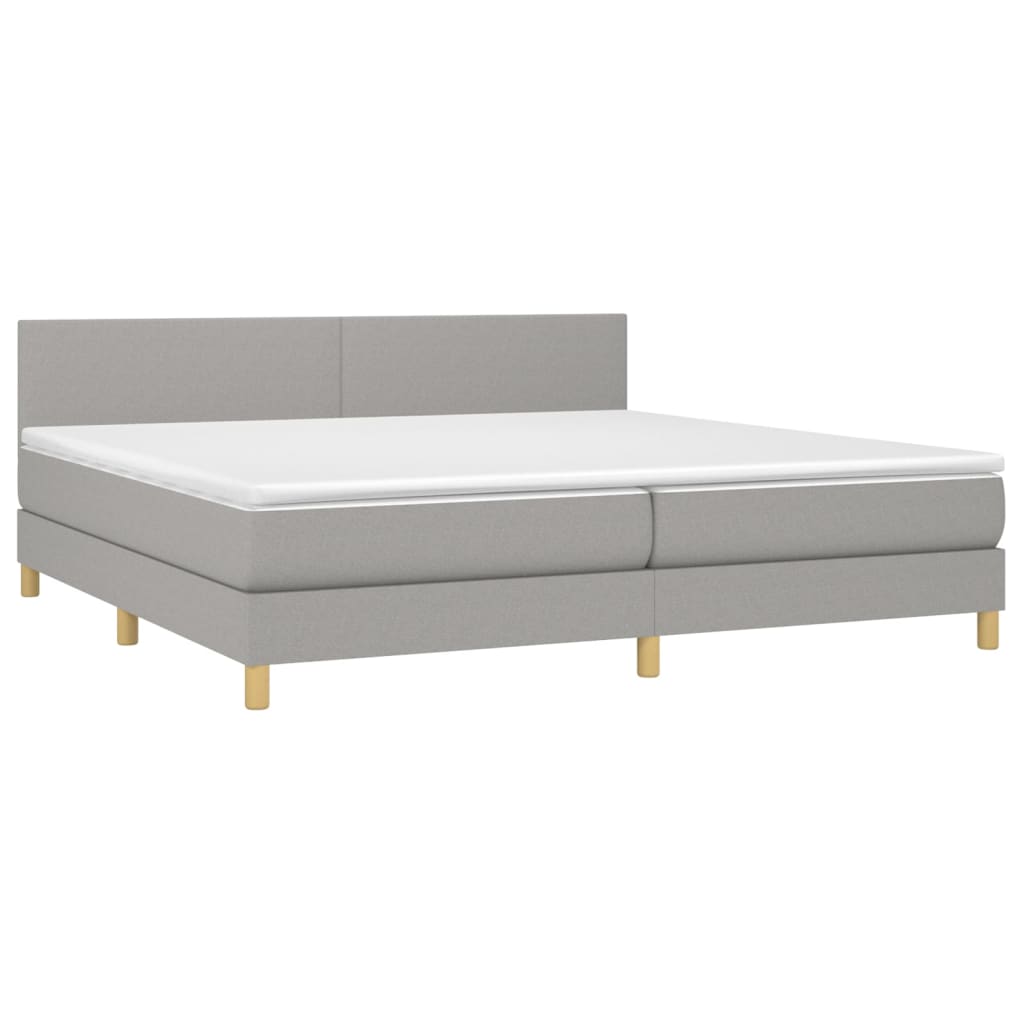 vidaXL Κρεβάτι Boxspring με Στρώμα Ανοιχτό Γκρι 200x200 εκ. Υφασμάτινο