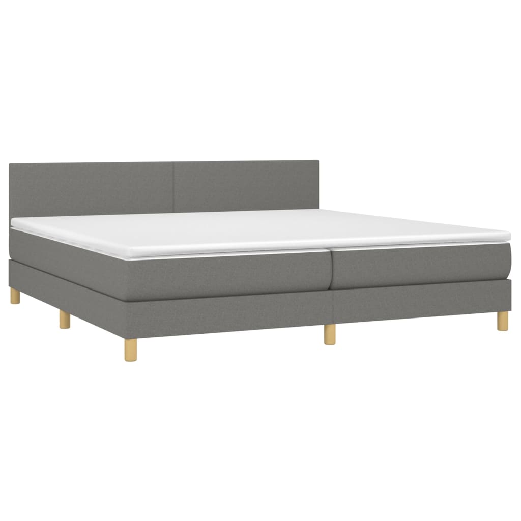 vidaXL Κρεβάτι Boxspring με Στρώμα Σκούρο Γκρι 200x200 εκ. Υφασμάτινο