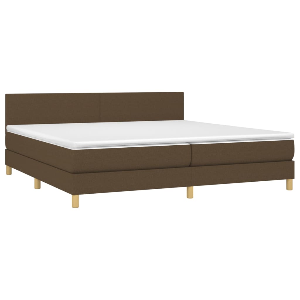 vidaXL Κρεβάτι Boxspring με Στρώμα Σκούρο Καφέ 200x200 εκ. Υφασμάτινο