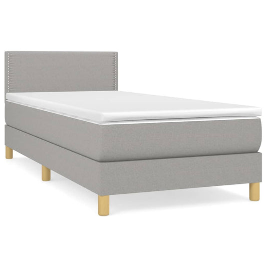 vidaXL Κρεβάτι Boxspring με Στρώμα Ανοιχτό Γκρι 80x200 εκ. Υφασμάτινο