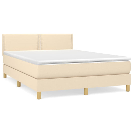 vidaXL Κρεβάτι Boxspring με Στρώμα Κρεμ 140x200 εκ. Υφασμάτινο