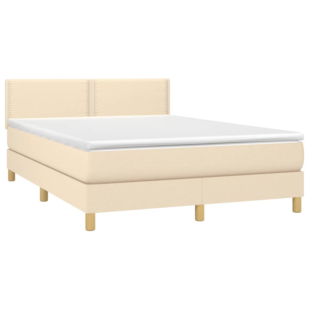 vidaXL Κρεβάτι Boxspring με Στρώμα Κρεμ 140x200 εκ. Υφασμάτινο