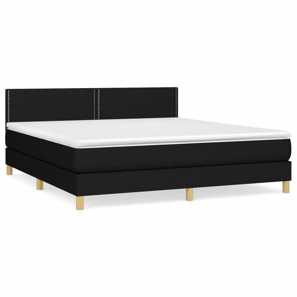 vidaXL Κρεβάτι Boxspring με Στρώμα Μαύρο 180x200 εκ. Υφασμάτινο
