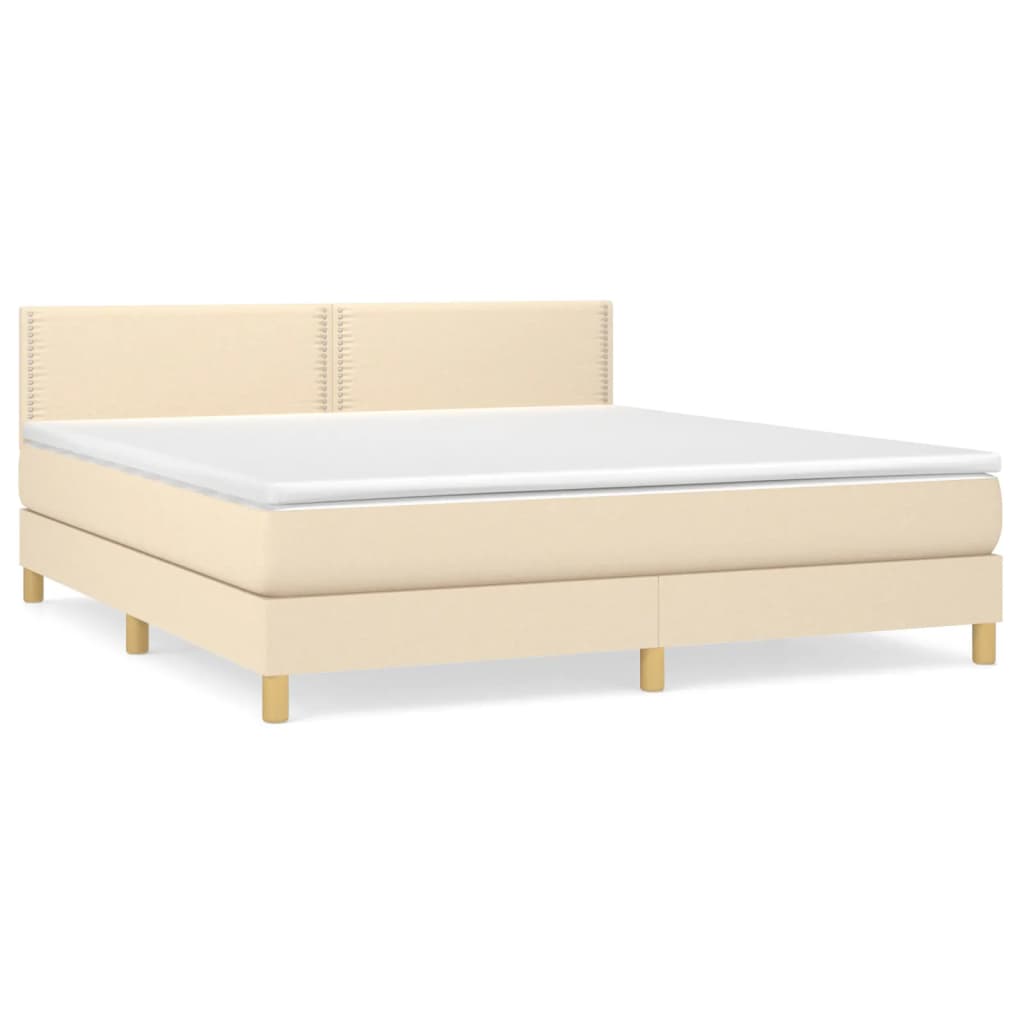 vidaXL Κρεβάτι Boxspring με Στρώμα Κρεμ 180x200 εκ. Υφασμάτινο