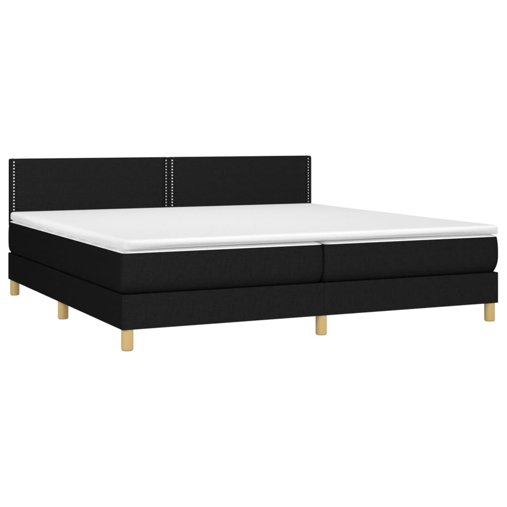 vidaXL Κρεβάτι Boxspring με Στρώμα Μαύρο 200x200 εκ. Υφασμάτινο