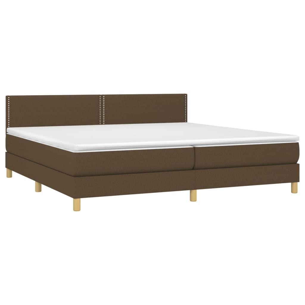 vidaXL Κρεβάτι Boxspring με Στρώμα Σκούρο Καφέ 200x200 εκ. Υφασμάτινο