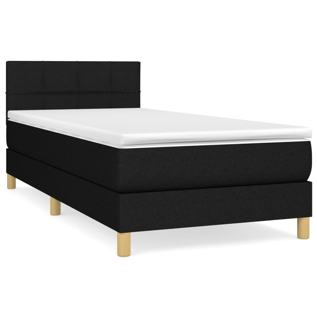vidaXL Κρεβάτι Boxspring με Στρώμα Μαύρο 80 x 200 εκ. Υφασμάτινο