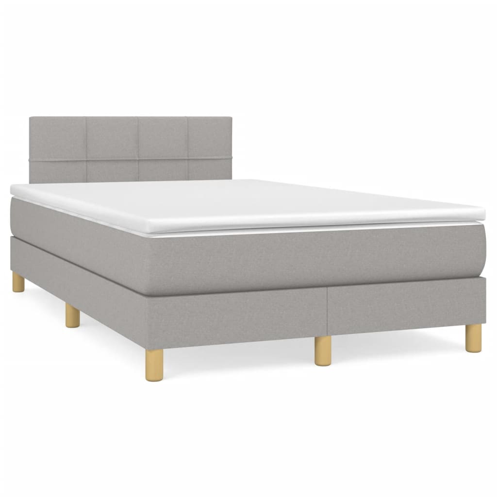 vidaXL Κρεβάτι Boxspring με Στρώμα Ανοιχτό Γκρι 120x200 εκ. Υφασμάτινο