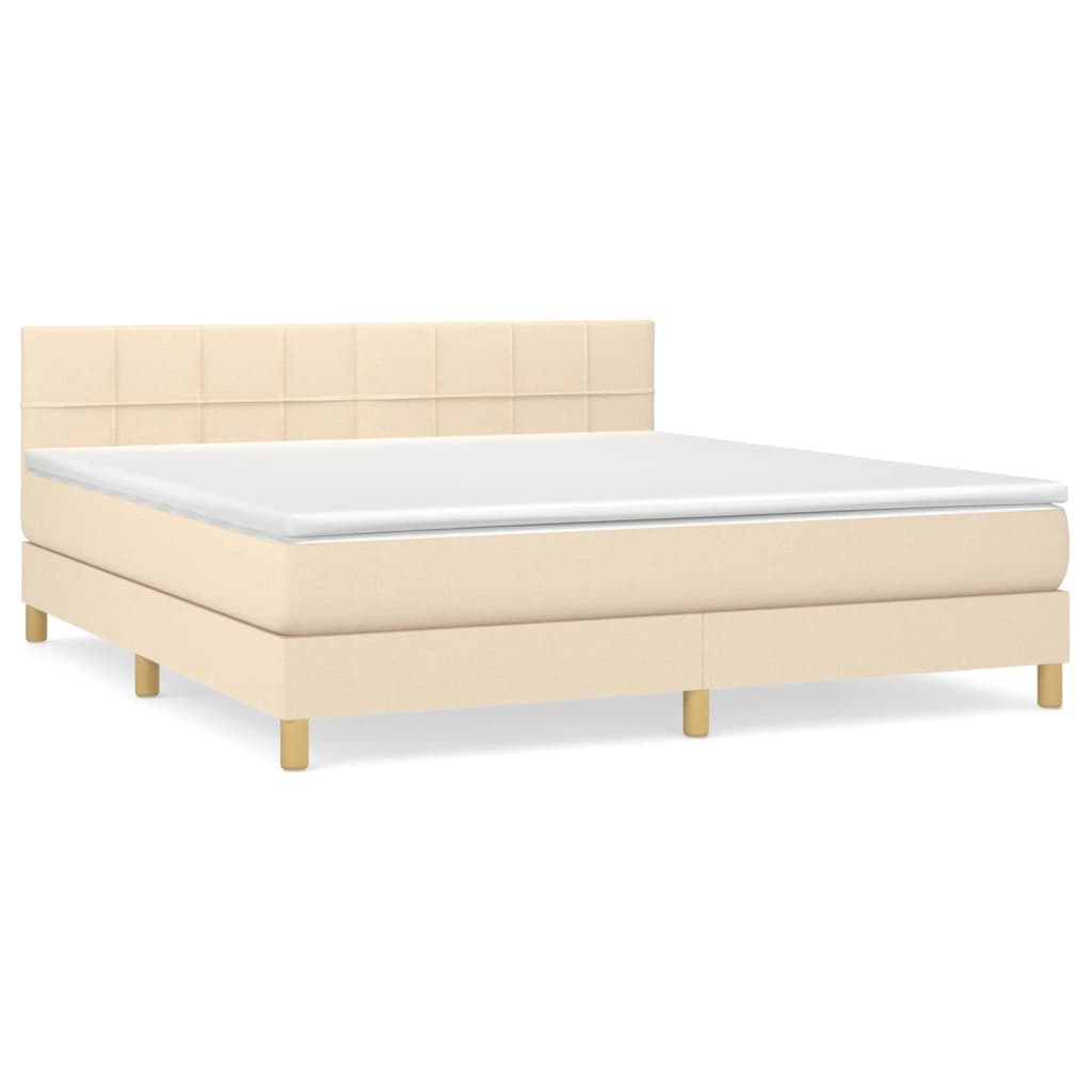 vidaXL Κρεβάτι Boxspring με Στρώμα Κρεμ 160x200 εκ. Υφασμάτινο
