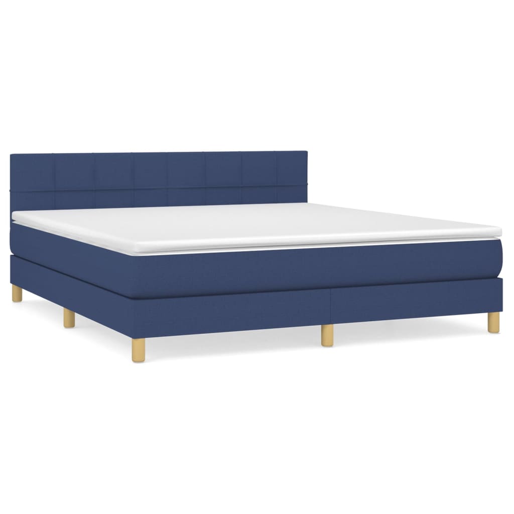 vidaXL Κρεβάτι Boxspring με Στρώμα Μπλε 160x200 εκ. Υφασμάτινο