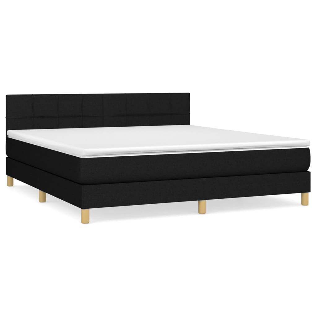 vidaXL Κρεβάτι Boxspring με Στρώμα Μαύρο 180x200 εκ. Υφασμάτινο