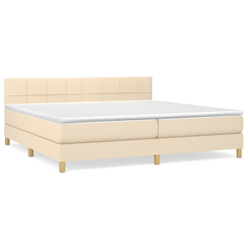 vidaXL Κρεβάτι Boxspring με Στρώμα Κρεμ 200x200 εκ. Υφασμάτινο