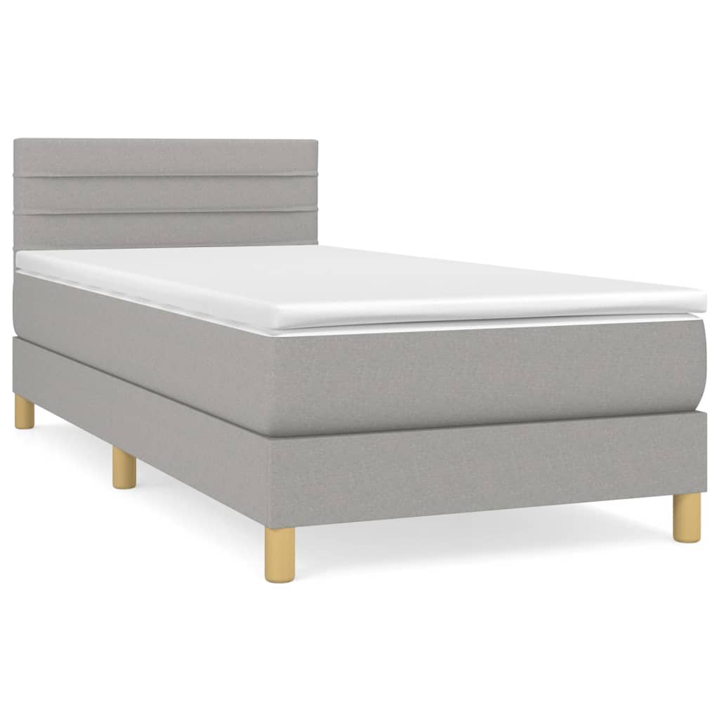 vidaXL Κρεβάτι Boxspring με Στρώμα Ανοιχτό Γκρι 100x200 εκ. Υφασμάτινο