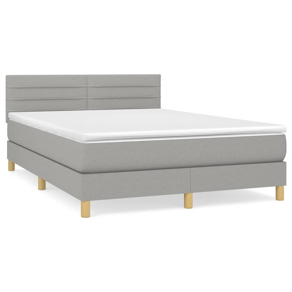 vidaXL Κρεβάτι Boxspring με Στρώμα Ανοιχτό Γκρι 140x190 εκ. Υφασμάτινο