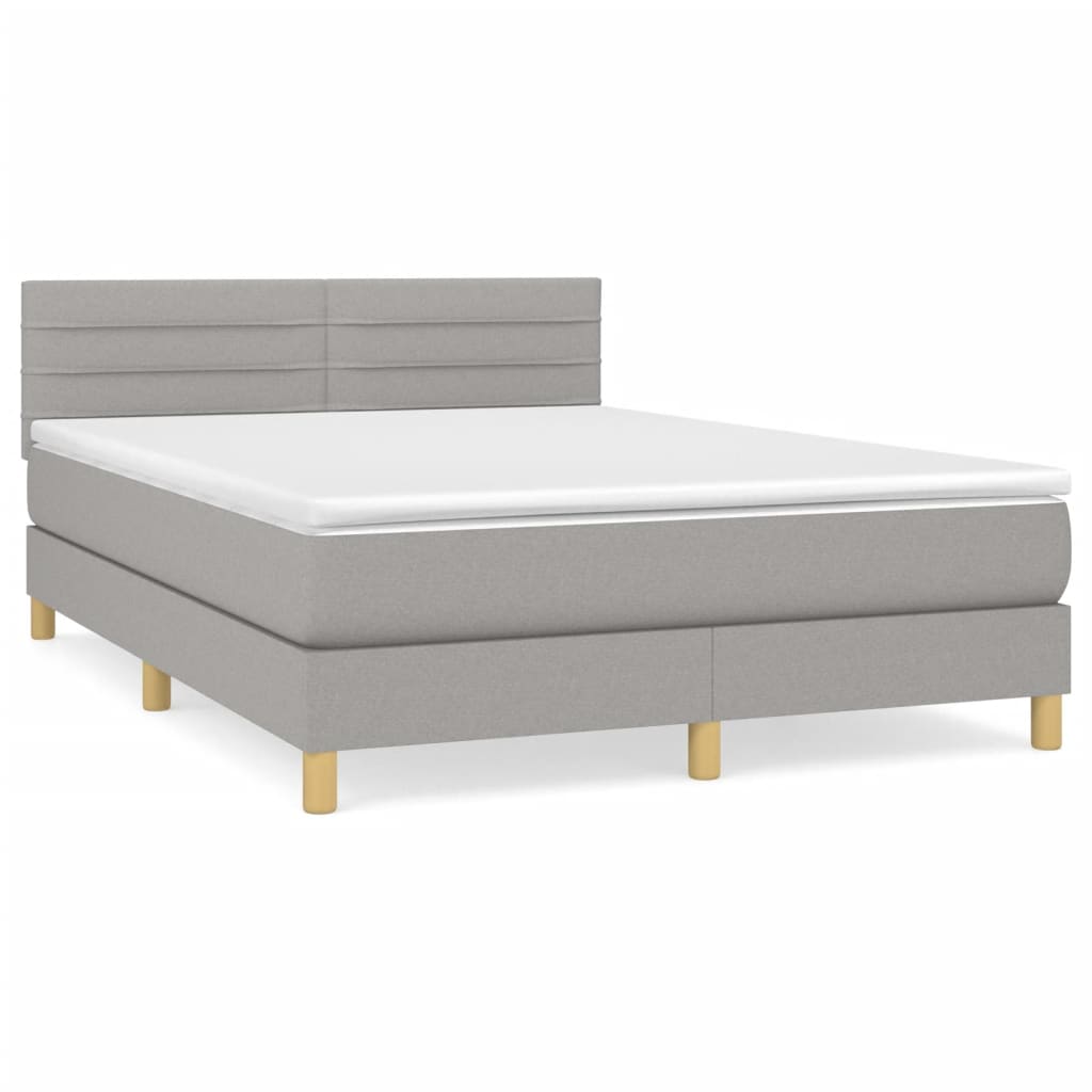 vidaXL Κρεβάτι Boxspring με Στρώμα Ανοιχτό Γκρι 140x200 εκ. Υφασμάτινο