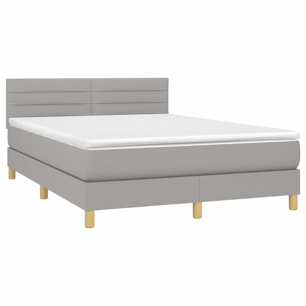 vidaXL Κρεβάτι Boxspring με Στρώμα Ανοιχτό Γκρι 140x200 εκ. Υφασμάτινο