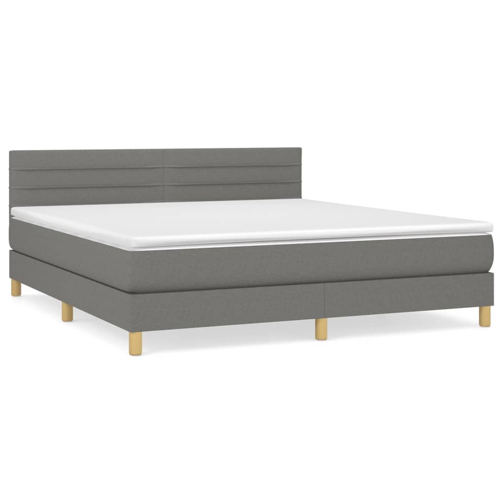 vidaXL Κρεβάτι Boxspring με Στρώμα Σκούρο Γκρι 160x200 εκ Υφασμάτινο