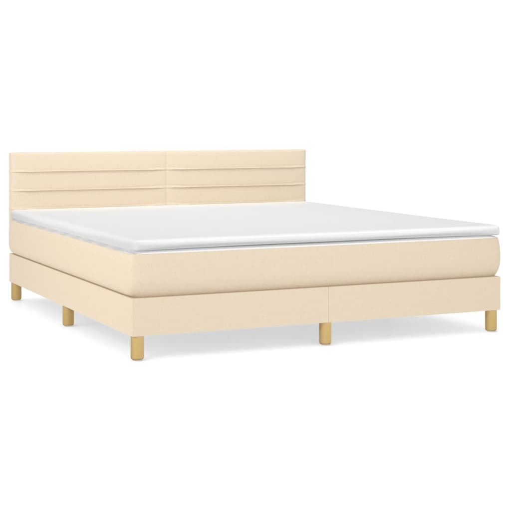 vidaXL Κρεβάτι Boxspring με Στρώμα Κρεμ 160x200 εκ. Υφασμάτινο