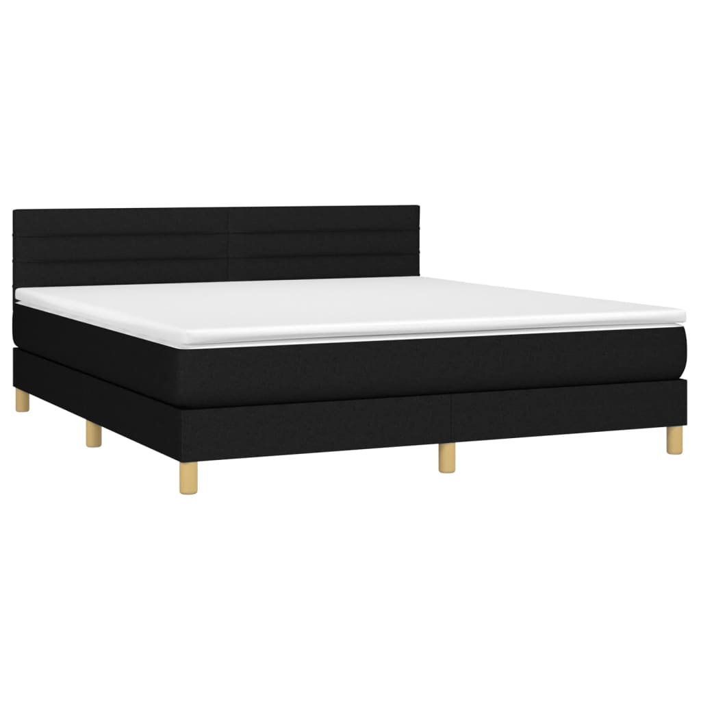 vidaXL Κρεβάτι Boxspring με Στρώμα Μαύρο 180x200 εκ. Υφασμάτινο