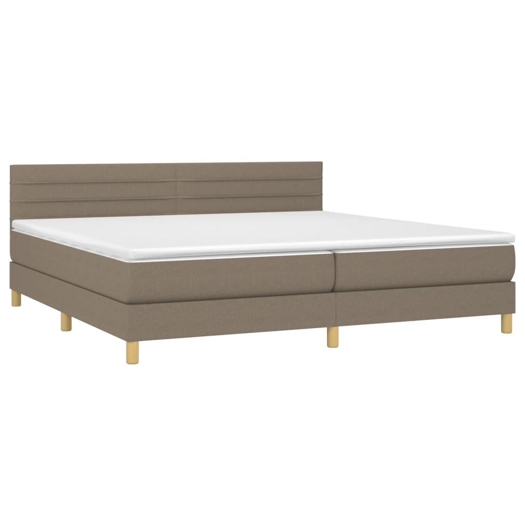 vidaXL Κρεβάτι Boxspring με Στρώμα Taupe 200x200 εκ. Υφασμάτινο