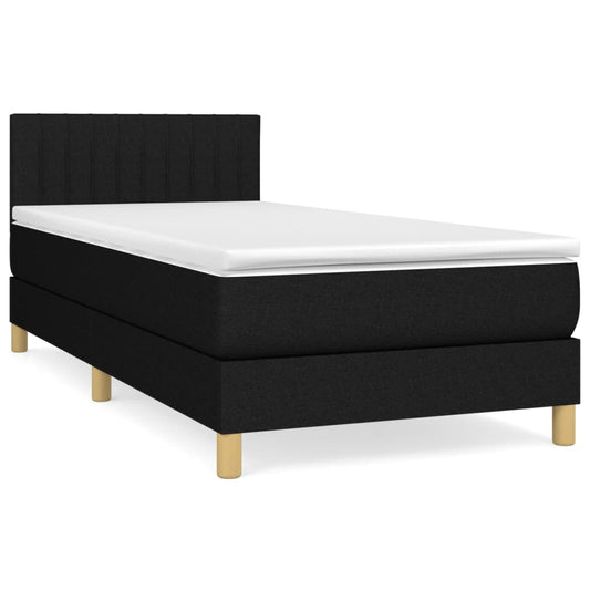 vidaXL Κρεβάτι Boxspring με Στρώμα Μαύρο 100 x 200 εκ. Υφασμάτινο