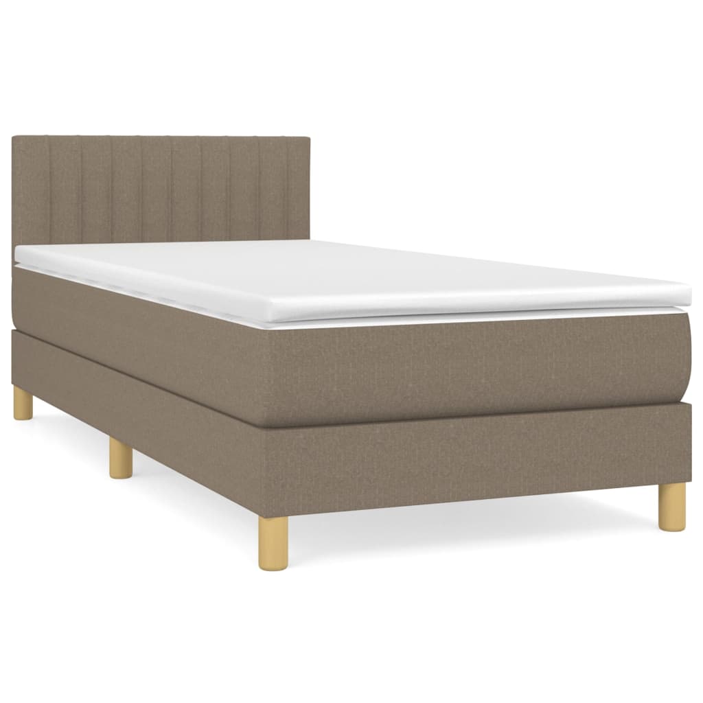 vidaXL Κρεβάτι Boxspring με Στρώμα Taupe 100 x 200 εκ. Υφασμάτινο